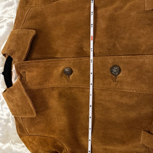 Genuine Suede Leather Belted Jacket Trench Coat - Picture 12 of 16
